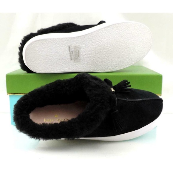 Women's Kate Spade New York Limon Slip On Mule Sneakers Black Shearling Size 7 - Picture 10 of 10